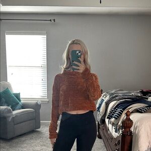 Bear Dance Rust Cropped Sweater